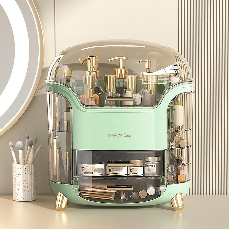 Elegant Dustproof Cosmetic Organizer – High-Capacity Skincare Storage with Light Luxury Design