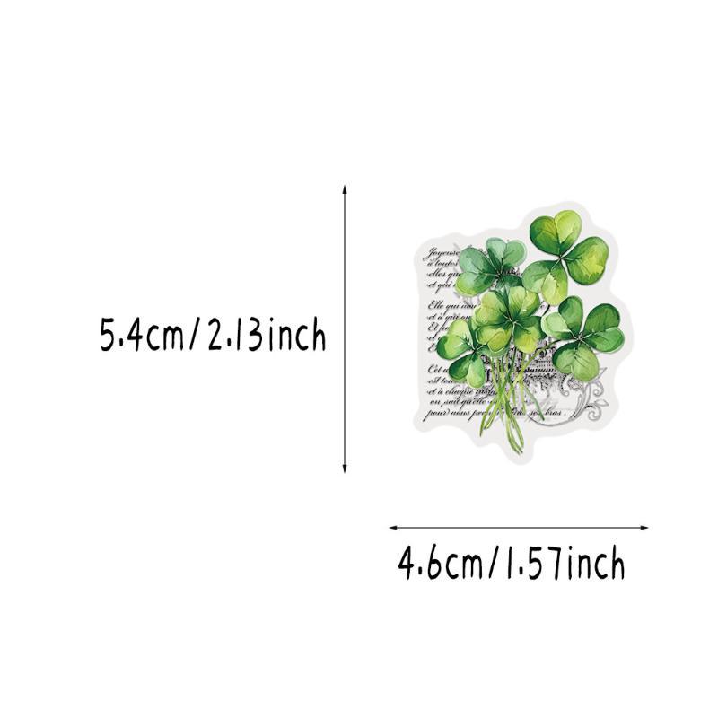 50 Pcs Green Plant Leaf Stickers Transparent Pet Waterproof Decals For Laptop Journal Pencil Case Stationery Gift