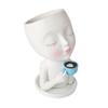 Coffee Girl Flower Vase Plant Pots Flowerpot Home Decorative Art Vase X3UC
