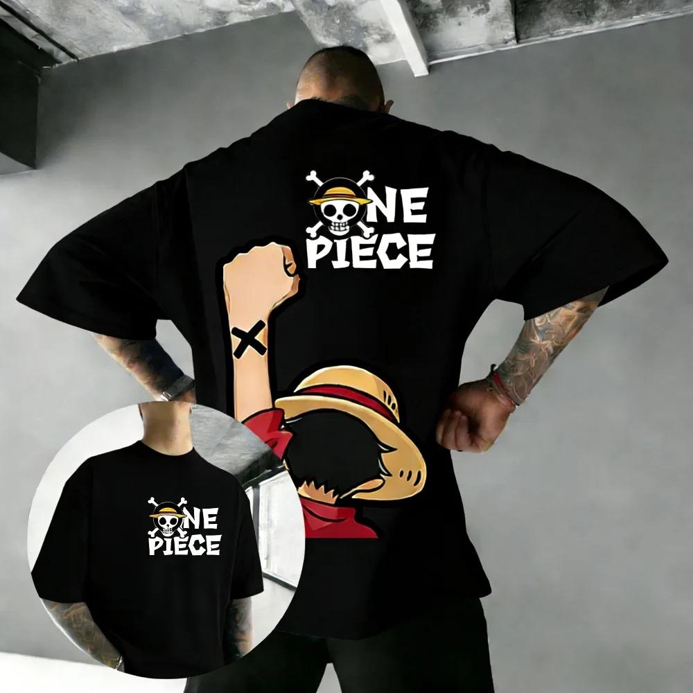 

Мужская футболка с аниме OnePiece Луффи, унисекс, высокое качество, хлопок, короткий рукав, классическая, стильная, повседневная, уличная одежда, оверсайз S