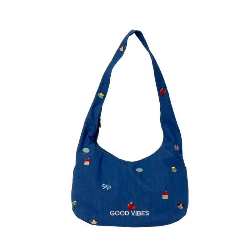 Denim Niche Cute Shoulder Bag Female Creative Funny Style Messenger Bag Commuter Simple Large Capacity Bag