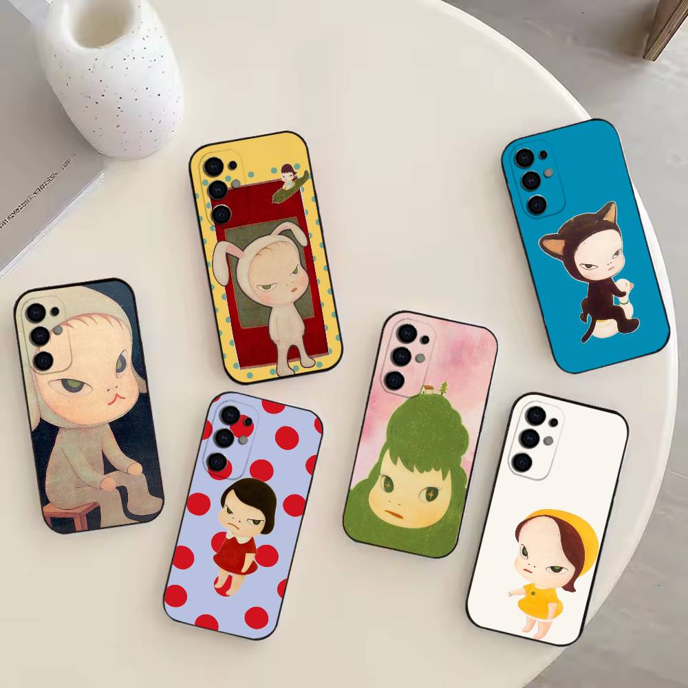 c-Cute Yoshitomo Nara Phone Case For Samsung S25,S24,S21,S22,S23,S30,Ultra,S20,Plus,Fe,Note,10,9,5G Black Cover