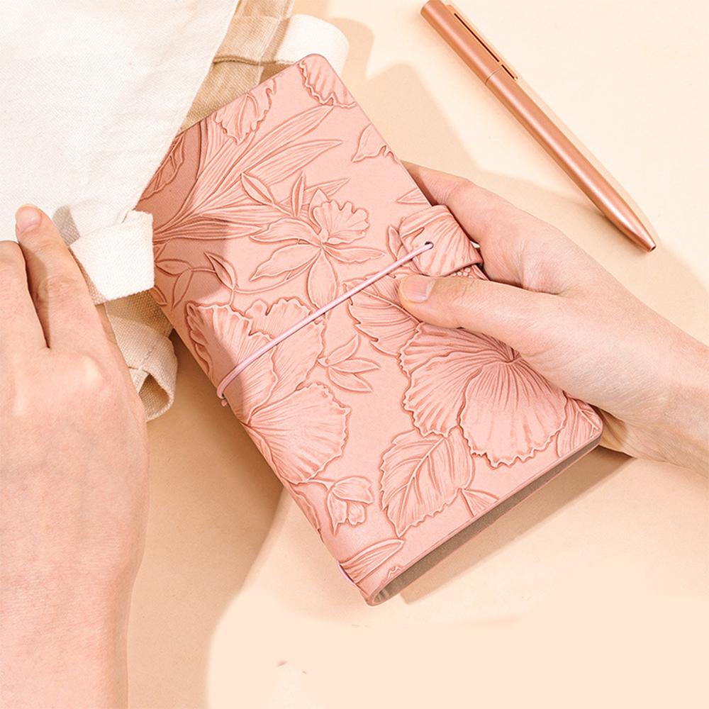 (Logo Can Be Engraved) A6 Student Printed Ledger, Leather Business Notebook with Strap, Notepad, Travel Diary, Portable Memo, Meeting Record Book