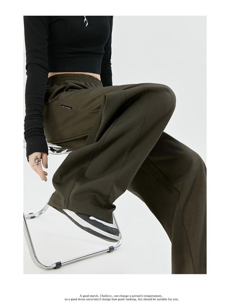 2025 Women's Spring/Autumn Straight Leg Loose Sweatpants - Pear-Shaped, Wide-Leg Casual Banana Pants.