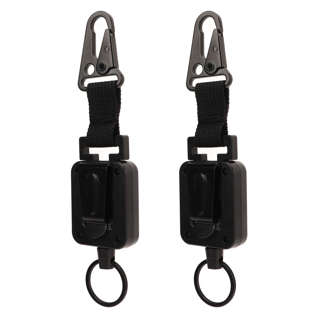 2 PCS Easy Pull Buckle Keychain Olecranon Buckle Stretchable Quick Release Buckle Key Ring for Bag Pants Black