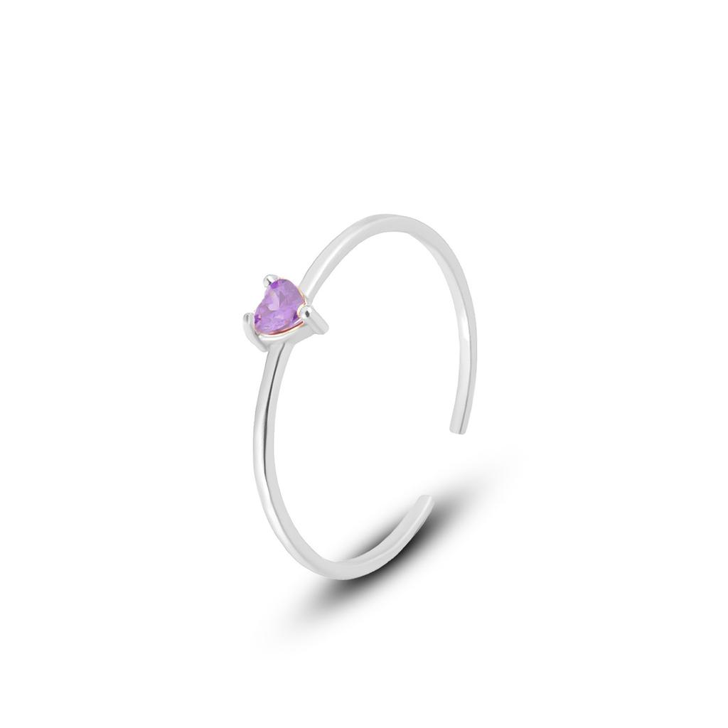 925 Sterling Silver Simple Colored Zirconia Heart Rings For Women Cassic Wedding Statement Fine Jewelry Gift