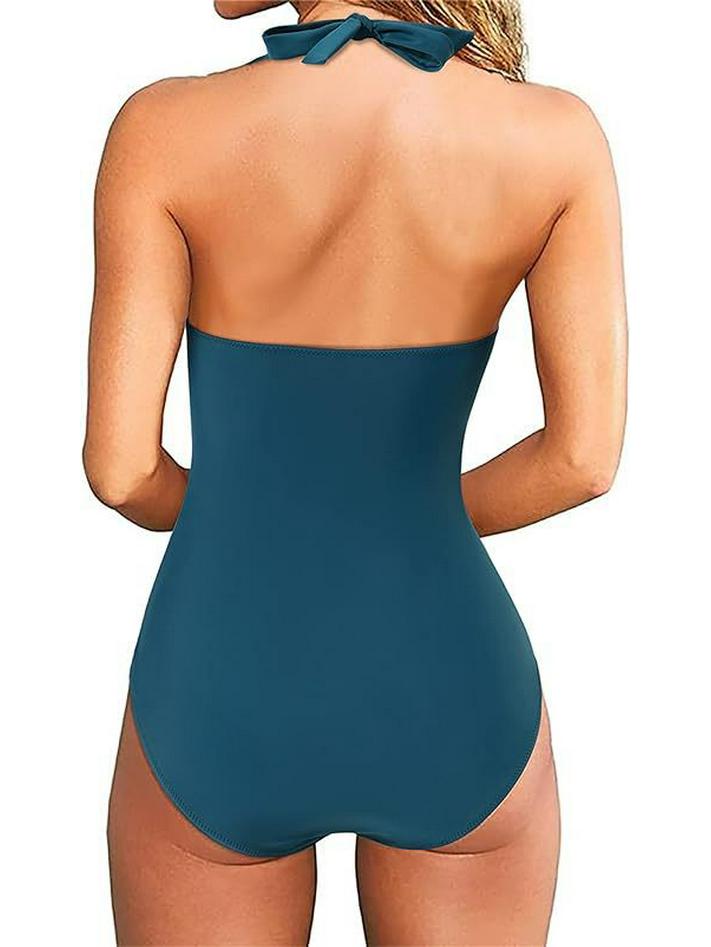2025 Vícebarevné jednodílné plavky s halterovým vázáním na zádech