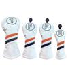 Waterproof Golf Headcovers for Utility and Fairway Woods 440cc Single Solid Dark 1 (460cc, Drivers), Set, (Orange Line) (White, FW)