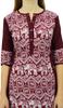Phagun Women's Designer Straight Black Kurta 3 4 Sleeve Printed Casual