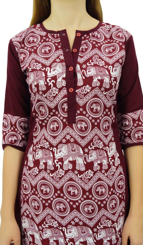 Phagun Women's Designer Straight Black Kurta 3 4 Sleeve Printed Casual