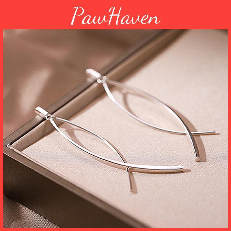 Crossed Chic Line Earrings Japanese Influence Sweet And Charming Individual