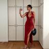 Hot-selling European and American Style Spice Girl Neck Dress, Backless Strap Side Split Dress, Direct Supply
