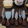 High-End Pure Titanium Cheese Knife Set with Rosewood Handle - Includes Fork, Butter Knife, and Spatula