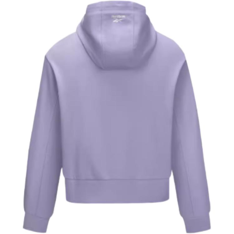 Reebok Logo Embroidered Solid Color Outdoor Casual Sports Zip-Up Hoodie Women Hoodies Light-Purple 24FRM102WGP5