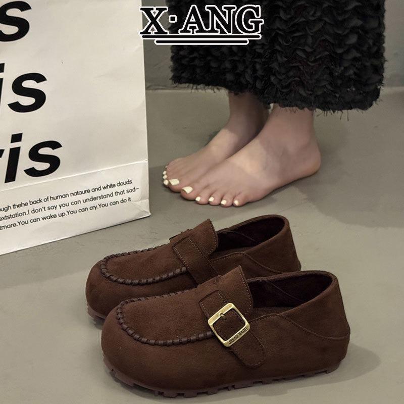 Cowhide Version, All-inclusive Women's Super Soft Sole, Not Tired, One Pedal, Lazy Single Shoes, Casual Doudou Shoes
