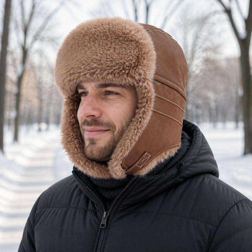 Warm Trapper Hat Faux Fur Lining Bomber Hat New Earflap Hat Cycling