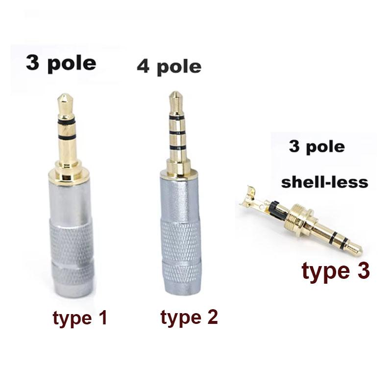 Replacement 3.5mm male Stereo 4 Pole or 3 Pole Male Repair Headphones Audio Jack Plug Connector Soldering for Most Earphone Jack