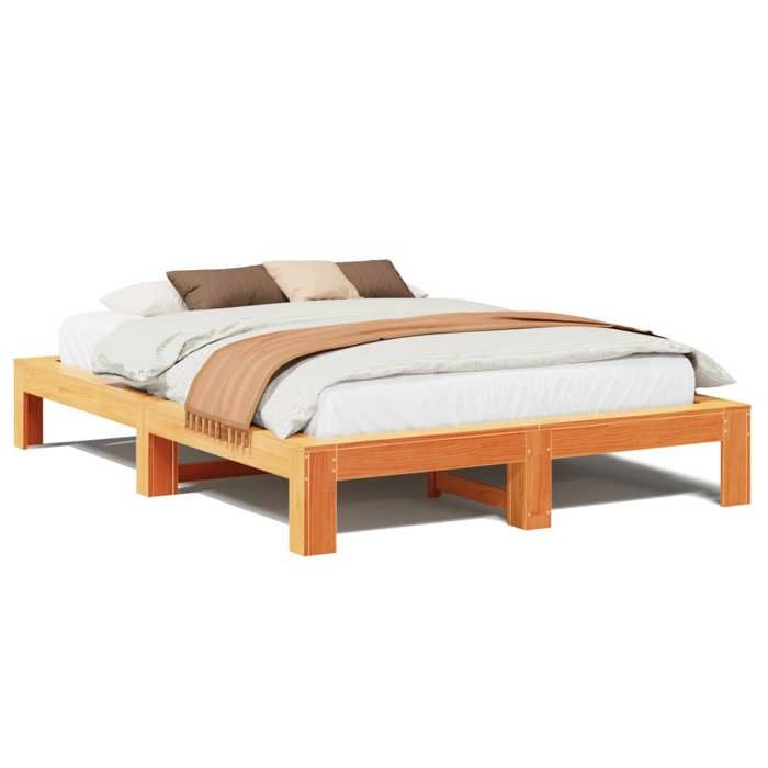 VidaXL Bed Frames Without Mattress Wax Brown 140x200cm Solid Pine Wood 3308740