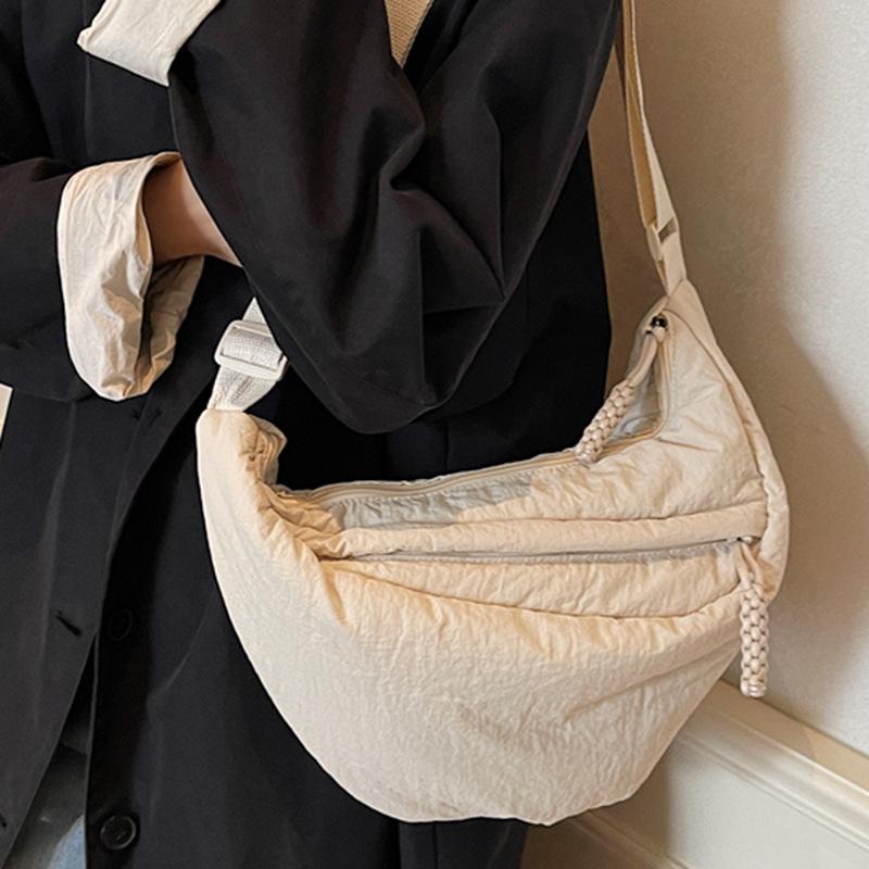 Fashion cloth bag female student class satchel foreign style cloth messenger bag large capacity shoulder bag Japanese outing dumpling bag