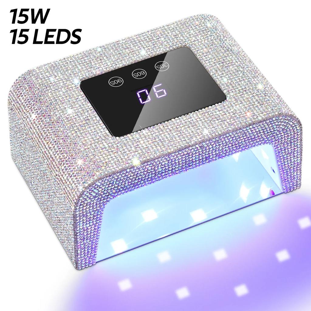 DianaBeauty UV LED Nail Lamp Professional 15W Nail Dryer with LCD Touch Screen and 3 Timing Settings 15 LEDS Manicure Lamp Tools