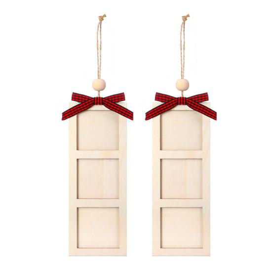 Christmas Photo Frame Ornament Wooden Hanging Decoration with 6 Photo Frames