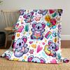 Cute Koalas with Colorful Patterns Patterned blanket, flannel, suitable for all seasons, home decor, warm and cozy