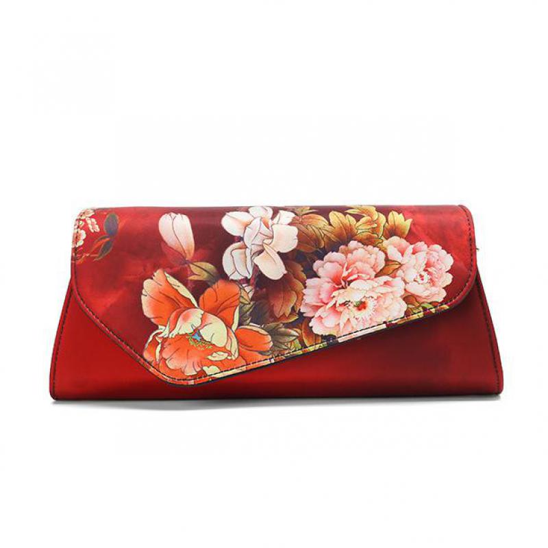 Johnature Poșete de damă Genți Cheongsam antice Versatile, vintage, cu imprimeu floral, Genți de umăr pentru femei