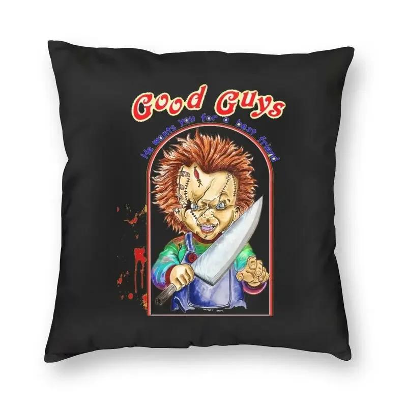 Kissenbezug „Chucky und die Braut“, 40 x 40 cm, Halloween, Kinderspiel-Kissenbezug, Samt, moderne Kissen, Dekoration, Salon, Heimdekoration