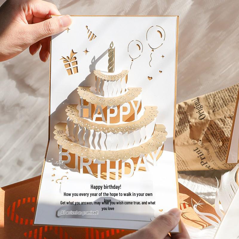 3D Custom Music Birthday Card with Recording, Handmade Gift Message "Add Oil"