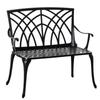 2-Seater Cast Aluminium Garden Bench Loveseat Outdoor Furniture Chair W/ Decorative Backrest & Ergonomic Armrest for Patio Terrace Porch