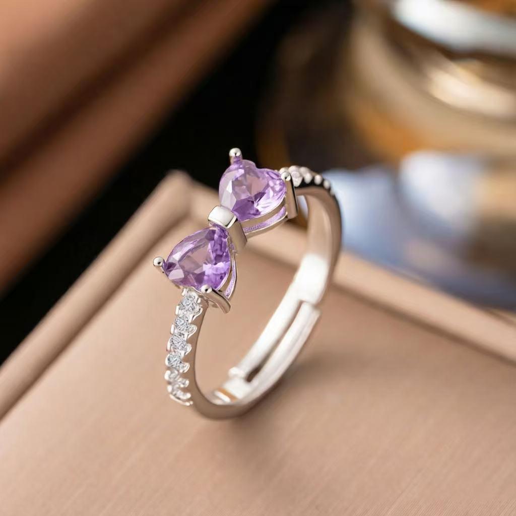 Micro-Inlaid Zircon Fashion Open Ring - Adjustable Luxury Index Finger Jewelry for Women