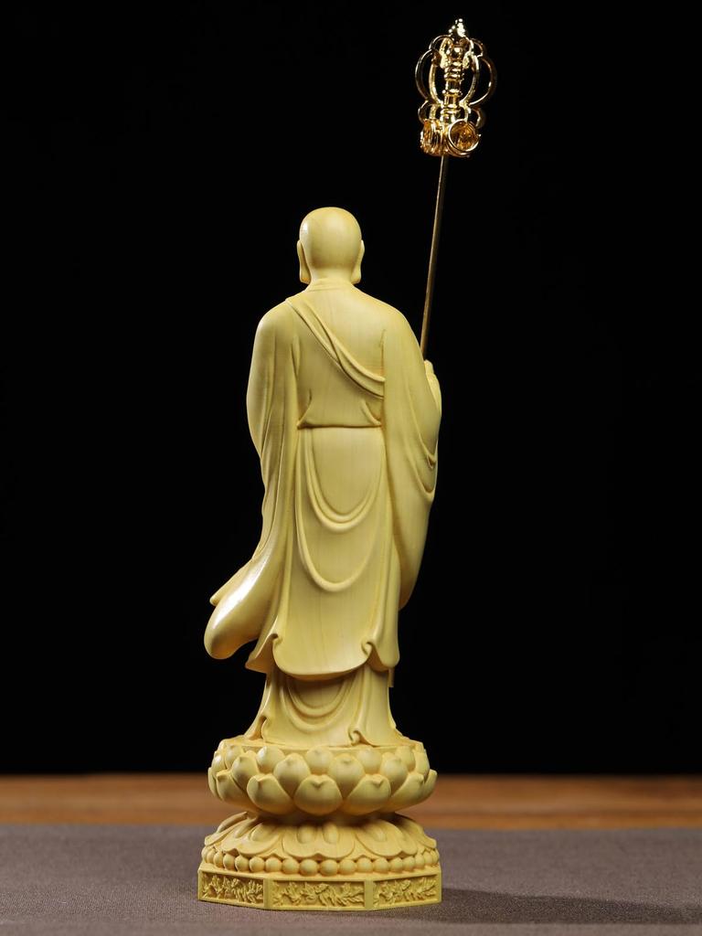 Wooden Buddhist Statue [Standing Jizo Bodhisattva], a Guardian Deity for Safe Childbirth and Child-rearing, Suitable for Buddhist Altars and Buddhist