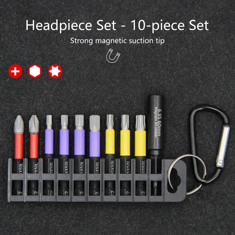 Professional 10 Piece Steel Screwdriver Bits Kit Including Organizers Rack & Magnetic Holder Stand For Tool Organization