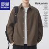 ROMON Men's Long-Sleeve Minimalist Casual Shirt