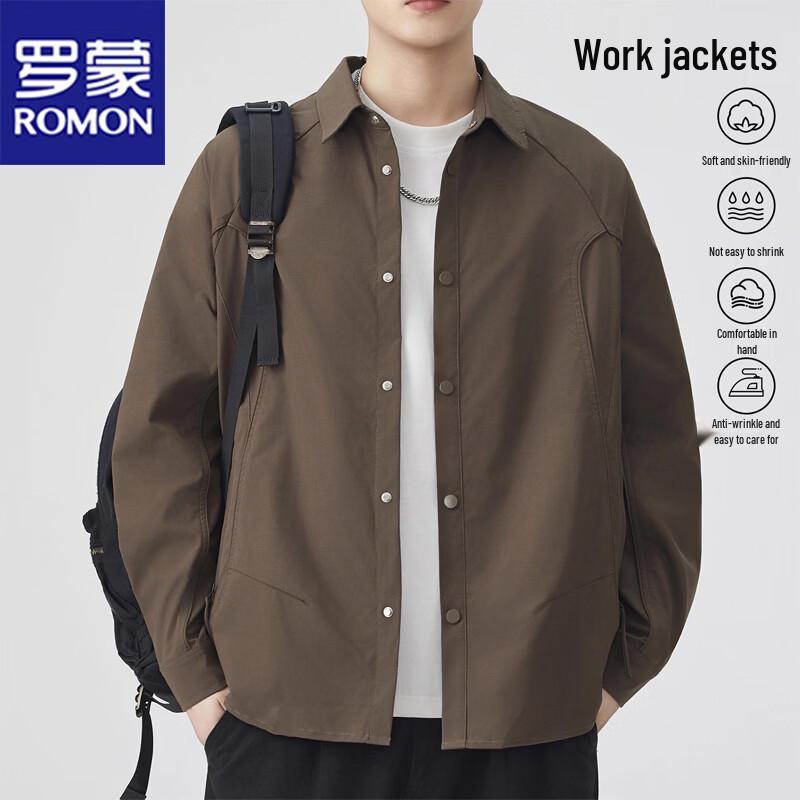 ROMON Men's Long-Sleeve Minimalist Casual Shirt