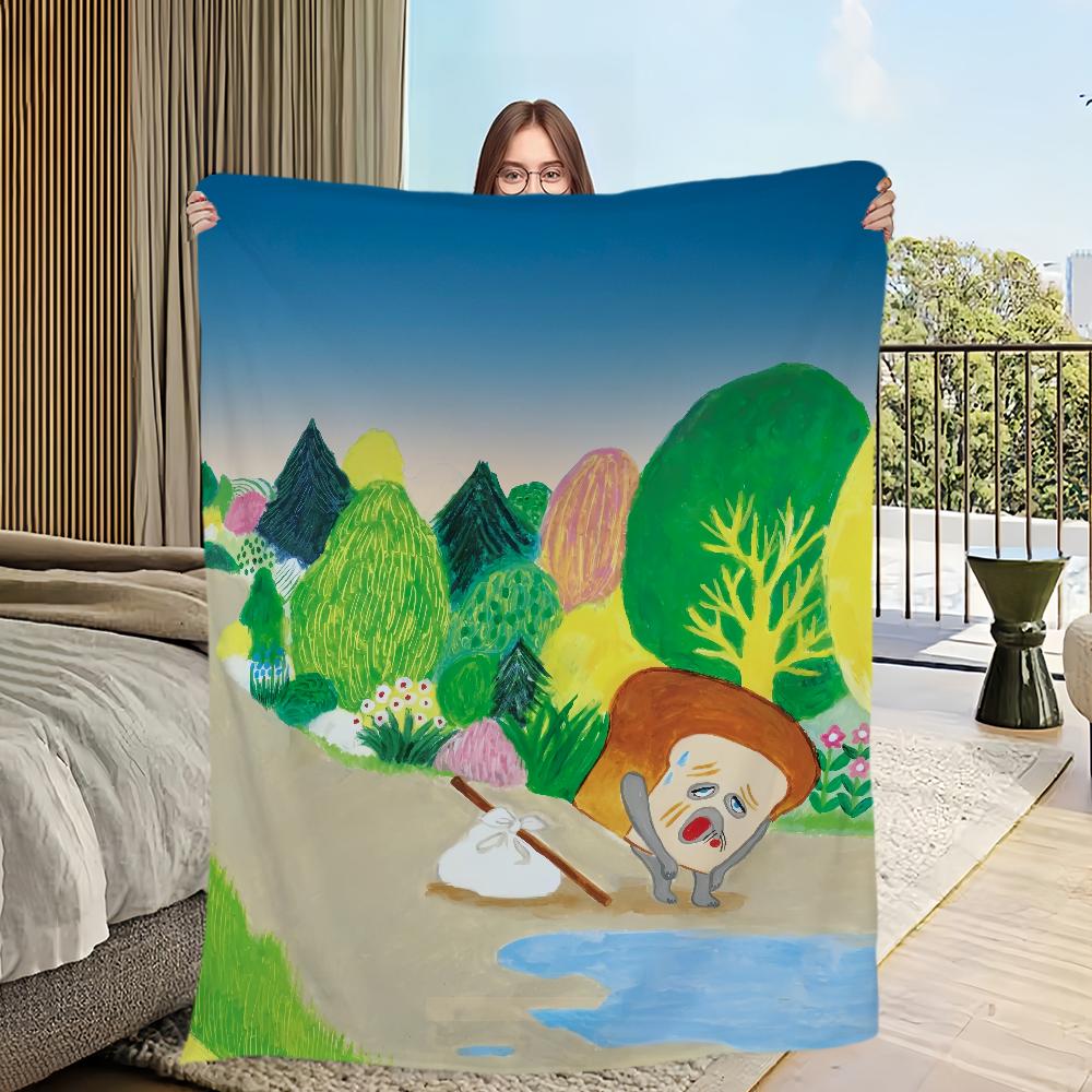 Flannel warm comfort  soft Picture plush Breads Thief blanket for sofa living room office bedroom travel book gift