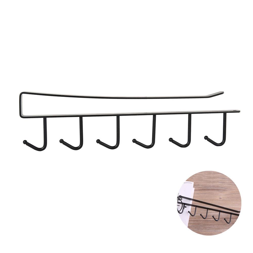 6 Hooks Under Shelf Cup Holder,Wine Glass Holder,Mug Cup Holder Hanger,Mutifunctional Kitchen Utensil Without Drilling Rack