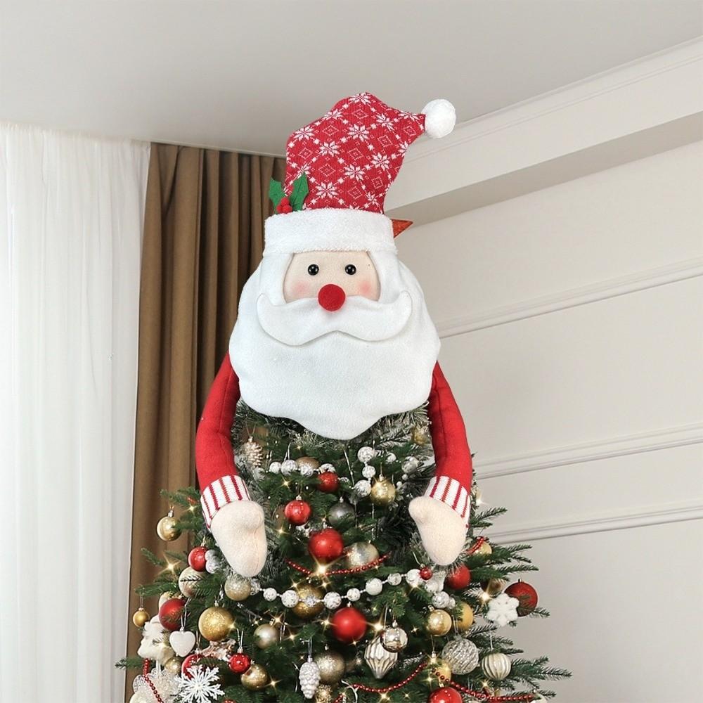 

Santa Claus Snowman Christmas Tree Top Decor Vintage Traditional Christmas Decorations Tree Top Star Party Atmosphere Decoration