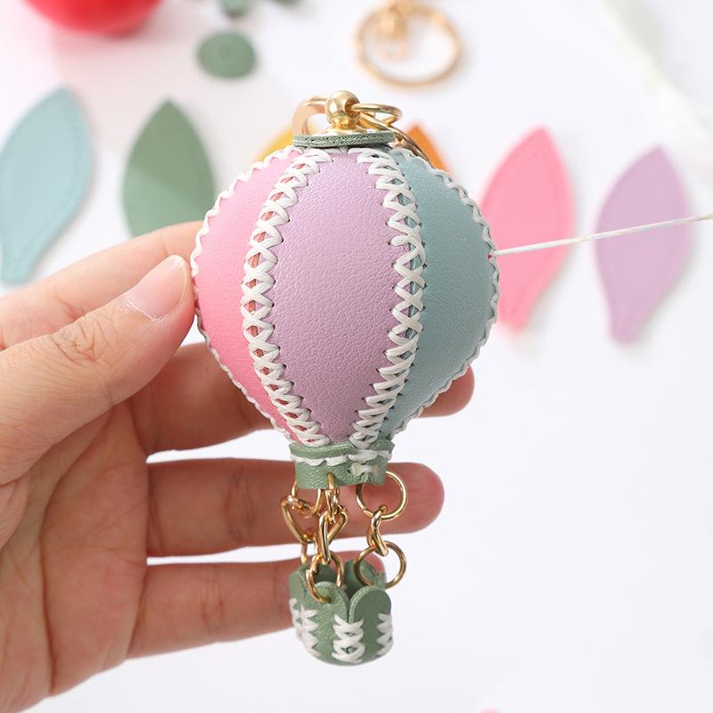 WTEMPO Romantic Hot-air-balloon Shaped Car Pendant DIY Material Bag Handmade Leather Goods Keychain Pu Bag Pendant Gift