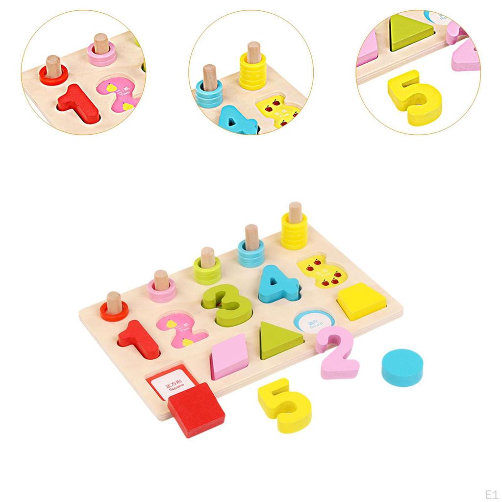 Kids Number Matching Board, Montessori Blocks Puzzle 1-5 Learning for
