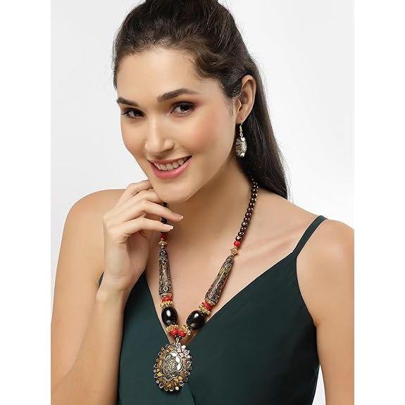 Fashion Latest Stylish Traditional Tibetan Pendant Necklace Jewellery Set for Women