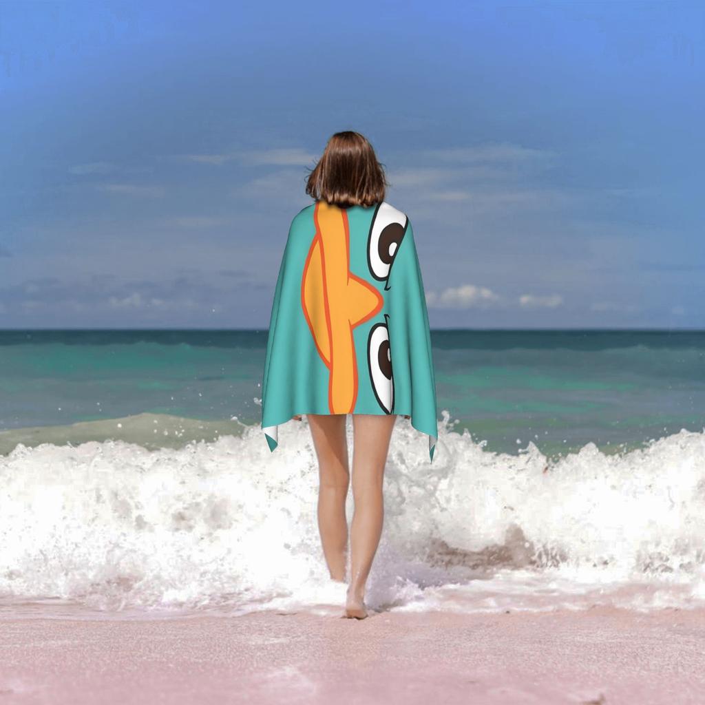 Perry das Schnabeltier Strandtuch Einseitiger Druck Weiches Mikrofaser-Saugfähiges Handtuch Für Pool Strand Badezeit Spielerisches Cartoon-Geschenk
