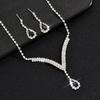 Yousheng 2Pcs/Set Conjunto de joias Design de gota d'água Colar de strass brilhante Conjunto de brincos pendurados Conjunto de colar e brincos brilhantes luxuosos