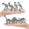 Detailliertes graues PVC-Dinosaurierskelett-Set mit Triceratops und anderen Fossilien