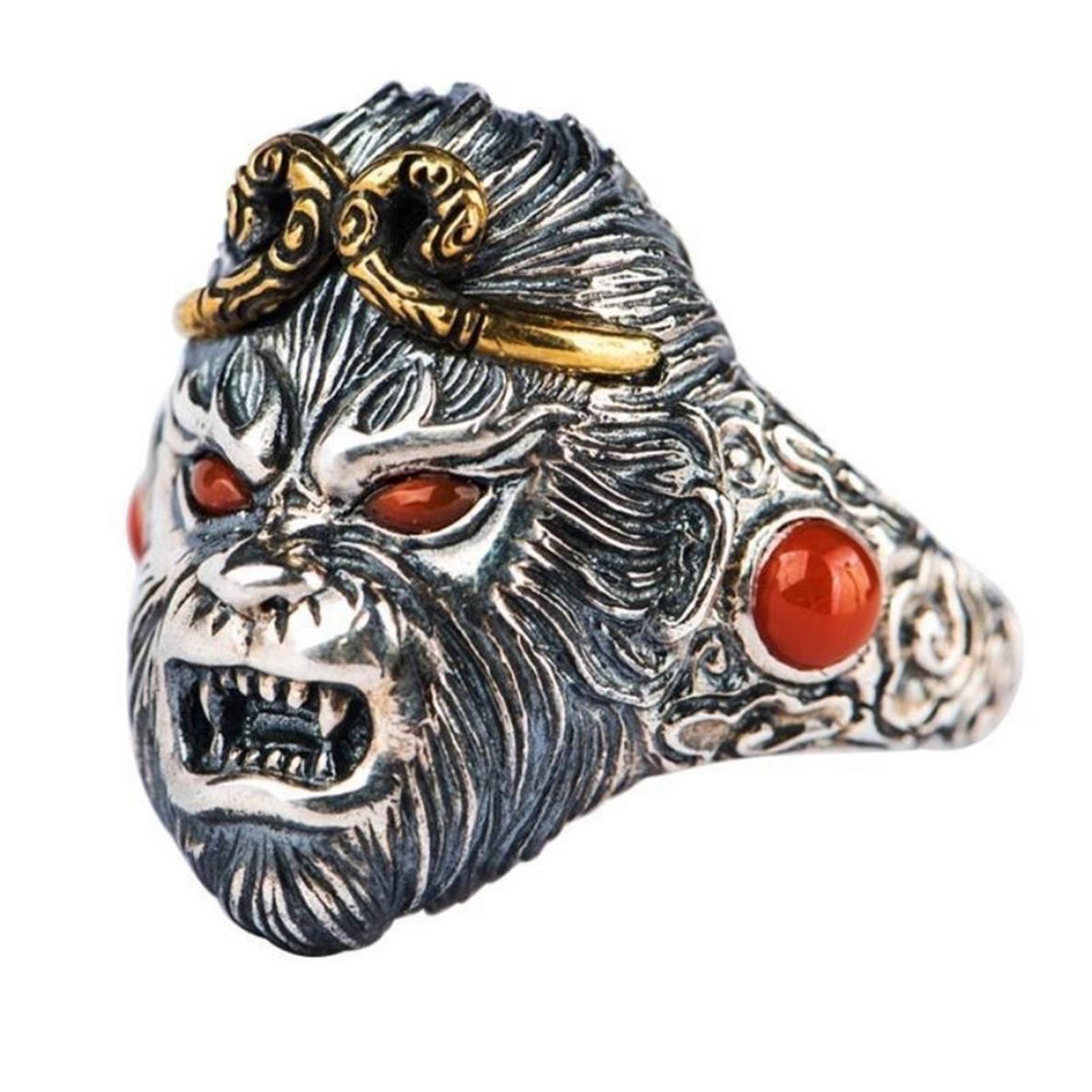 

Silver-plated Monkey King Ring Premium Fashion Jewelry Adjustable Open Rings Birthday Gift for Your Friends Default