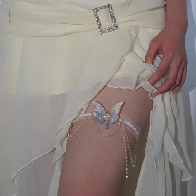 Sexy Gradient Tassel Butterfly Leg Chain Female Sweet Cool Hot Girl Creative Design Unique Dress Accessories Dancing Girl Fashion Accessories