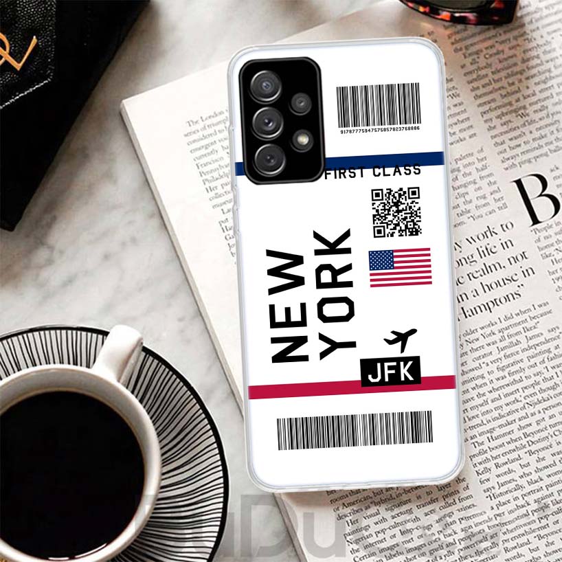 Travel Ticket Label Phone Case For Samsung Galaxy A15 A14 A54 A13 A53 A12 A52S A55 A22 A23 A24 A32 A33 A34 A25 A35 A03S A04S A02