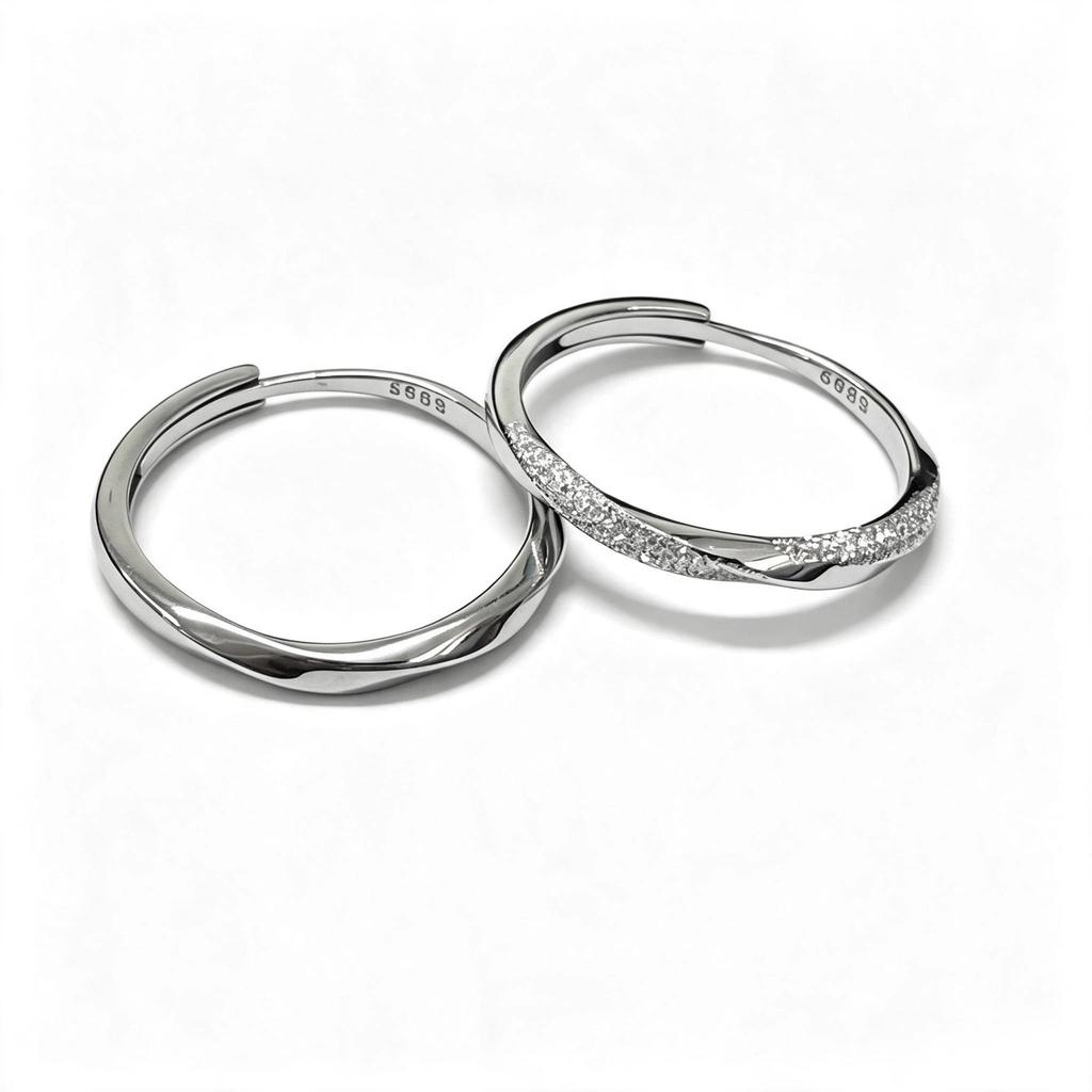 0277 S999 Sterling Silver Ring for Women Light Luxury Niche Design Silver Open Band for Index Finger