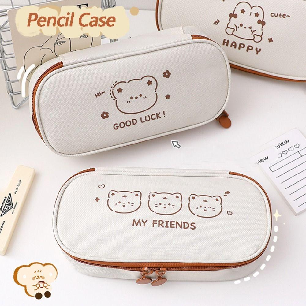 

Zipper Pencil Case Canvas Stationery Pouch Creative Pen Box Students Gift