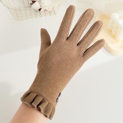 Women's Gloves with Thick Velvet Touch Screen Gloves Winter Two Finger Outdoor Sports Cycling Warm and Fashionable Gloves